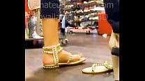 My girlfriend tries out sandals with her sweaty feet sandales shoes Shoeplay Barefoot