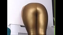 worship ass in gold leggings