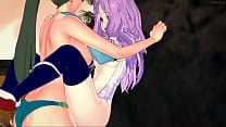 Florina has lesbian sex with Lyn rides her strapon Fire Emblem Hentai
