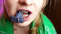 Mukbang girl in braces ASMR video Arya Grander