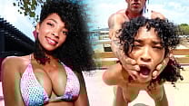 Ebony latina gets fucked outside in the street