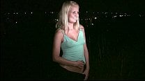 Cute young blonde teen girl PUBLIC sex orgy