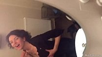 Short haired wife sucks a cock in the bathroom