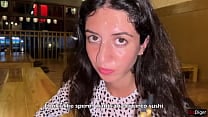 I cum on a girl 039 s face in Public Sushi Bar and she eats rolls with Cum on her face Cumwalk
