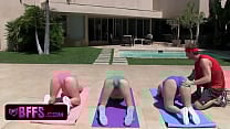 Stunning teen fucked yoga trainer in front of friends