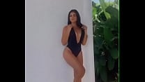Sara Orrego in black bikini