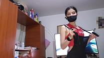 She tries on her underwear in front of me so I can fuck her and I fuck her several times She tries on her underwear in front of me so I can fuck her and I fuck her several times