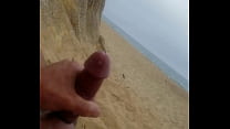 Beach masturbation with cumshot