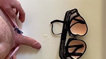 Cum shot over her 32A bra