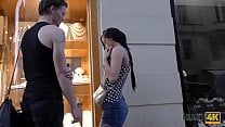 HUNT4K Pretty brunette fucked by stranger to earn cash for ring