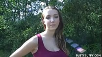 Busty teen Lucie Wilde POV fucking outdoor