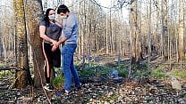 Sex on nature with corona mask