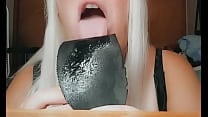 Marla tongue cleans her sweat stained sneaker insoles Marla tongue cleans her sweat stained sneaker insoles