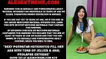 Sexy pornstar Hotkinkyjo fill her ass with tons of jellies amp anal prolapse extreme