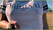 Wife walks around golf course braless Wife walks around golf course braless