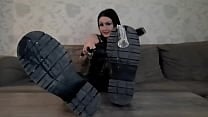 Dominatrix Nika will make you lick the soles of her dirty boots She pours a condom with cum on the soles of her shoes and you have to lick it all Boot fetish Dominatrix Nika will make you lick the soles of her dirty boots She pours a condom with cum on the soles of her shoes and you have to lick it all Boot fetish