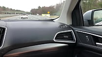 Boston couple handjob nice cock while driving