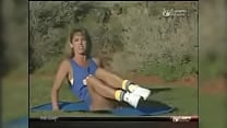 Jerkoff to Denise Austin in sky blue 2 piece with beat Jerkoff to Denise Austin in sky blue 2 piece with beat