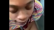 Ebony cumshot facial in the bathroom