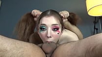 Harley Quinn Gets Held Down by her Pigtails During Sloppy Hardcore 69 Blowjob amp Deepthroat Cumshot