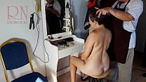 Camera in nude barbershop  Hairdresser makes undress lady ho cut her hair  Barber  nudism  CAM 1 scene 1 Camera in nude barbershop  Hairdresser makes undress lady ho cut her hair  Barber  nudism  CAM 1 scene 1