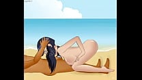 SDT Hinata goes to a nude beach gets horny amp ends up sucking and deepthroating as much cock as she can possibly handle