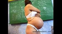 Pregnant teacher touching herself