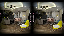 Solo babe Candy Red masturbates in the kitchen in VR
