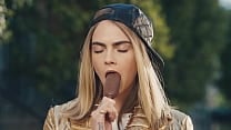 Hot Cara Delevingne Sucking a Huge Cock Ice Cream
