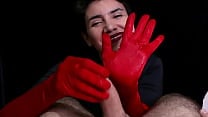 Cum on red opera gloves Cum on red opera gloves