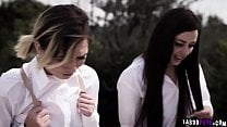 Teen bestfriends Eliza Jane and Whitney Wright skipped classes and went to an abandoned house A paranoid guy saw them and fucked them both 