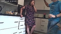 SPY CAM Ex girlfriend lets me use her pussy as a cumdump and creampie her in her boyfriends kitchen