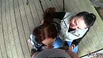 POV BTS  We Sucked Him Together on our Vacation   Public Threesome Blowjob