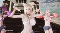  MMD  Unis   Curious Ahri Akali Seraphine Hot Kpop Dance League of Legends Uncensored Hentai