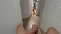 I surprise my stepsister at the bathroom door giving me a handjob and she gives me a blowjob until I finish cumming I surprise my stepsister at the bathroom door giving me a handjob and she gives me a blowjob until I finish cumming