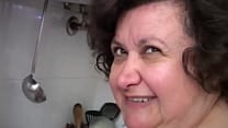 Chubby old lady masturbates with broomstick Chubby old lady masturbates with broomstick