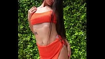 Orange bikini flashing   sexy public vibes
