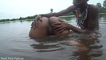 When the 2 lesbian of the tribe bath together in the village river