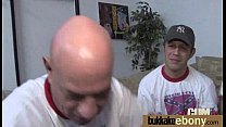 Huge cocks cover their black face in cum 9