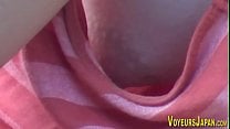 Asian babes side boob peeped on by voyeur