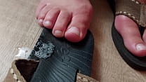 spitting on feet in flipflops spitting on feet in flipflops