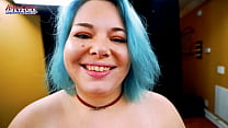 Blue Haired Busty Coed Dixie Sucks A Dick And Gets Her Twat Deeply Pounded