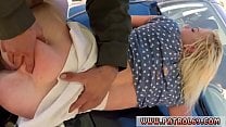 Anime police Blonde honey does it on the spandex hood of a car before