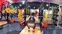 Barbell squats insanely transparent leggings
