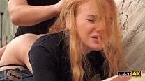 DEBT4k  Cunning guy fucks shaved pussy of red haired cutie for the debt