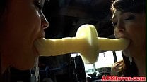 Assfetish babe toys with giant dildo