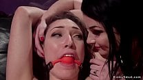 Lesbian submissive babe anal fucked