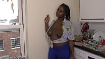 Betty smokes and gives a great downblouse view Betty smokes and gives a great downblouse view