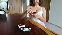 Step sister lost again in cards UNO and had to suck dick Step sister lost again in cards UNO and had to suck dick