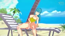 Maron in yellow swimsuit masturbates on the beach   Dragon Ball Z